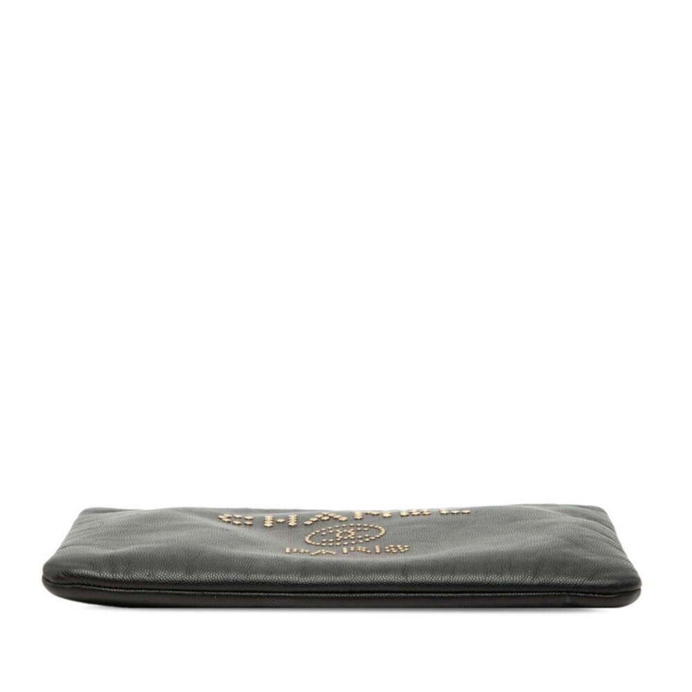 CHANEL Black Caviar Leather Logo Clutch Bag - Picture 3 of 7